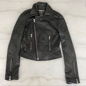 True Religion Section Moto Black Leather Jacket XS